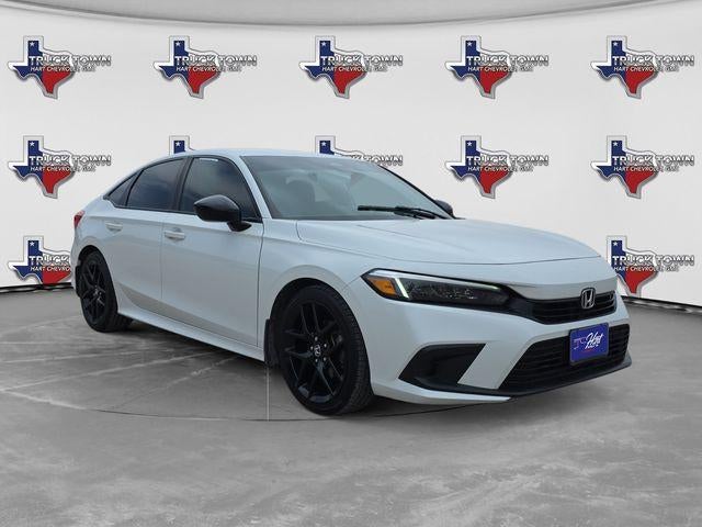 2023 Honda Civic Sedan Sport in White — front three-quarter view